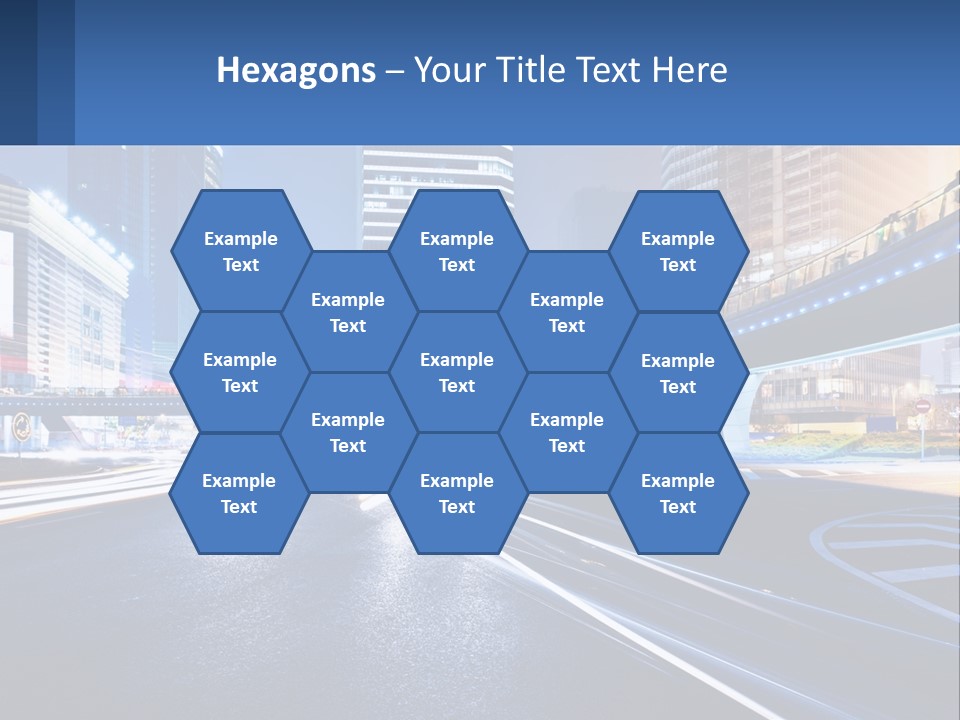 A City Street At Night With A Bridge Over It PowerPoint Template