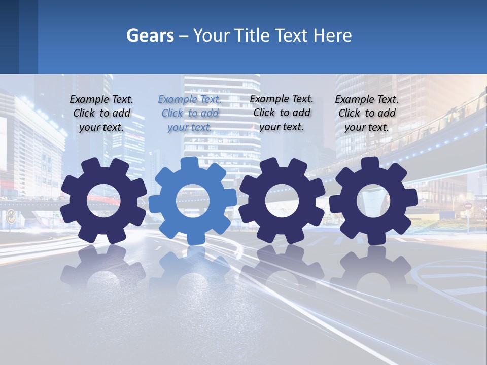 A City Street At Night With A Bridge Over It PowerPoint Template