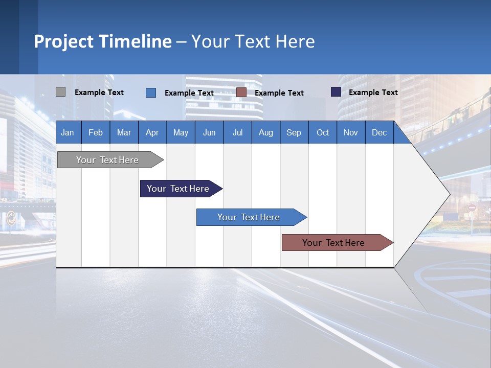 A City Street At Night With A Bridge Over It PowerPoint Template