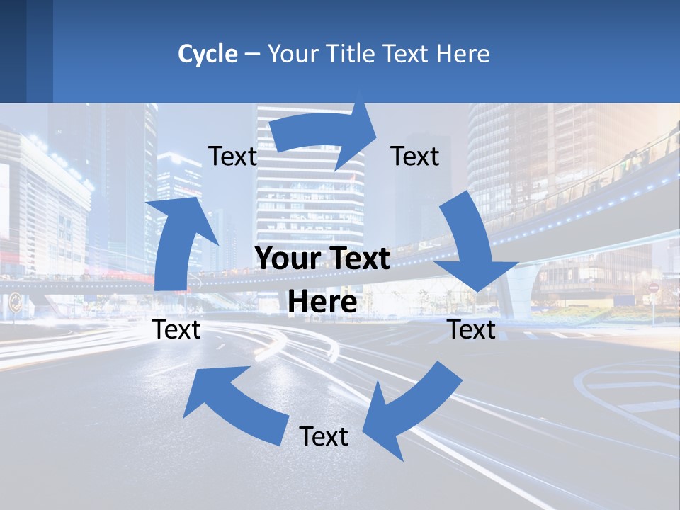 A City Street At Night With A Bridge Over It PowerPoint Template