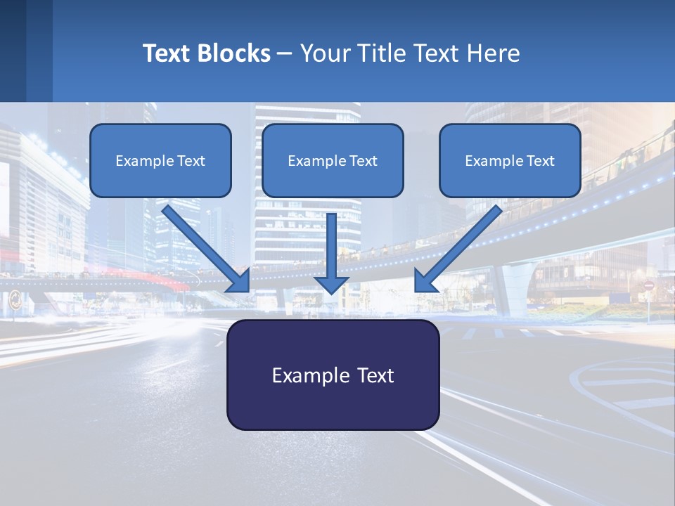 A City Street At Night With A Bridge Over It PowerPoint Template