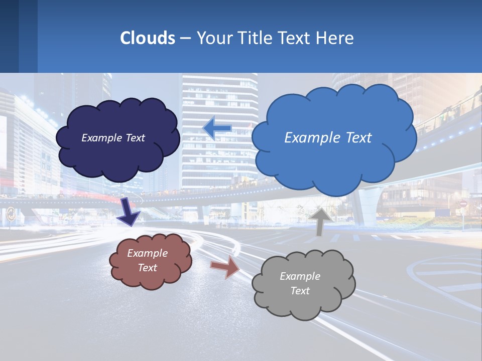 A City Street At Night With A Bridge Over It PowerPoint Template