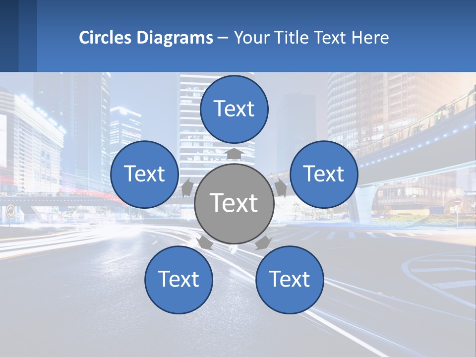 A City Street At Night With A Bridge Over It PowerPoint Template