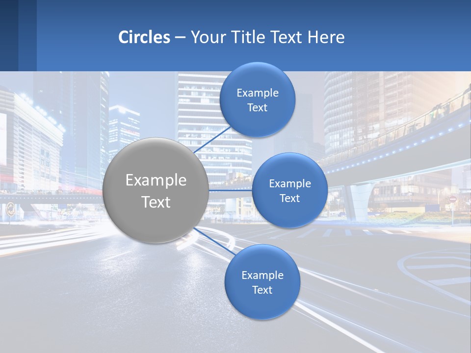 A City Street At Night With A Bridge Over It PowerPoint Template