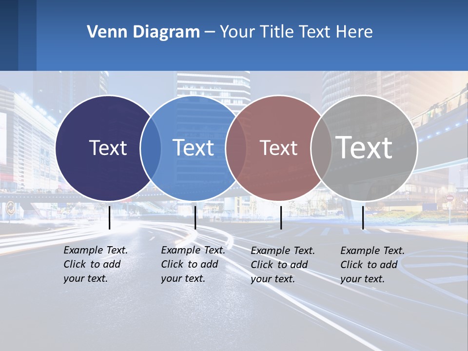 A City Street At Night With A Bridge Over It PowerPoint Template