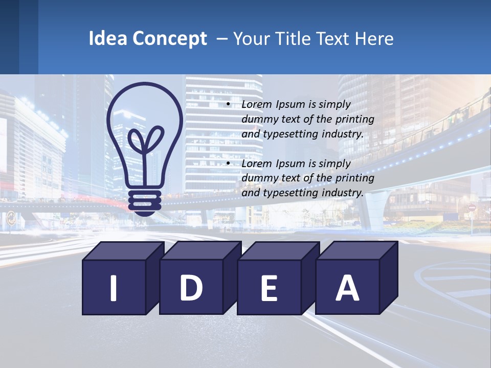 A City Street At Night With A Bridge Over It PowerPoint Template