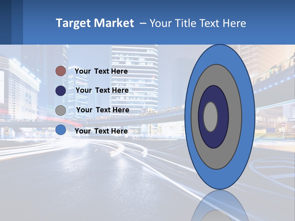 A City Street At Night With A Bridge Over It PowerPoint Template