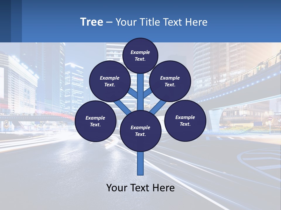 A City Street At Night With A Bridge Over It PowerPoint Template