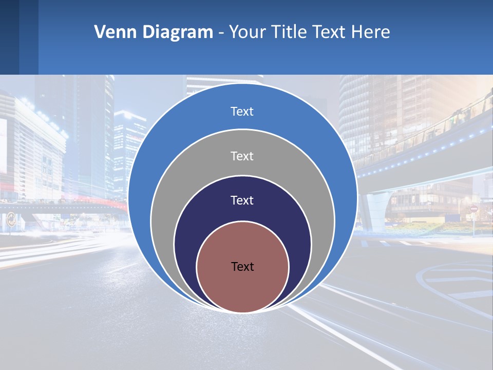 A City Street At Night With A Bridge Over It PowerPoint Template