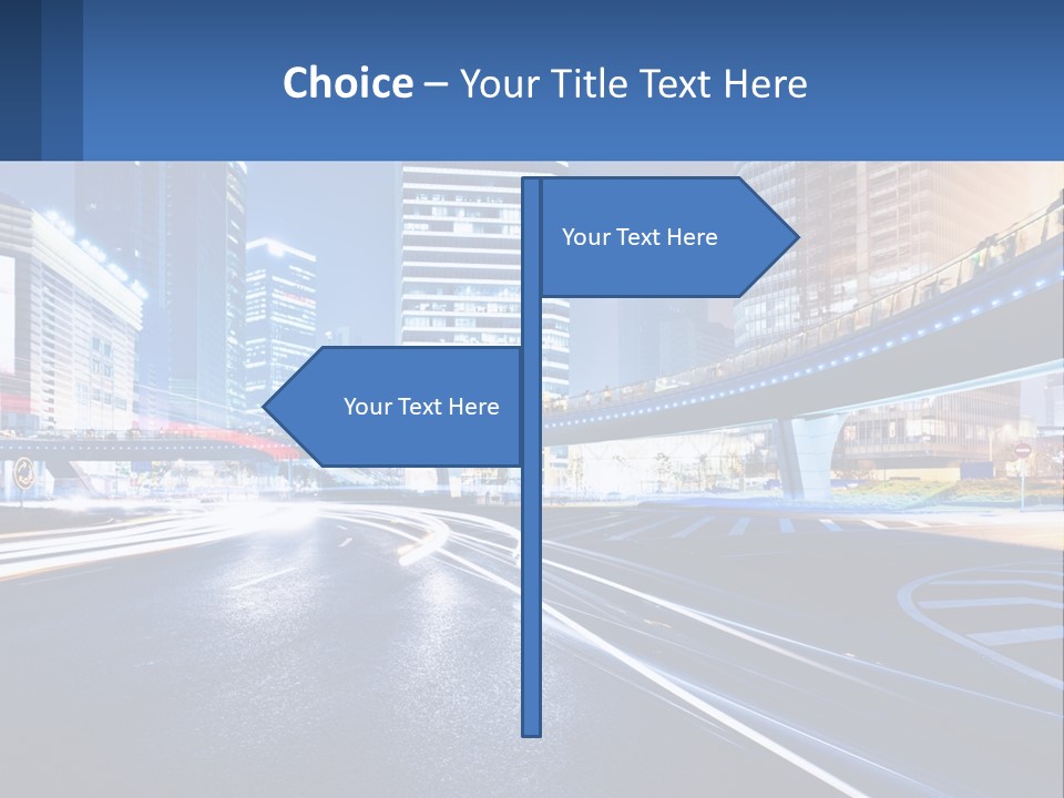 A City Street At Night With A Bridge Over It PowerPoint Template