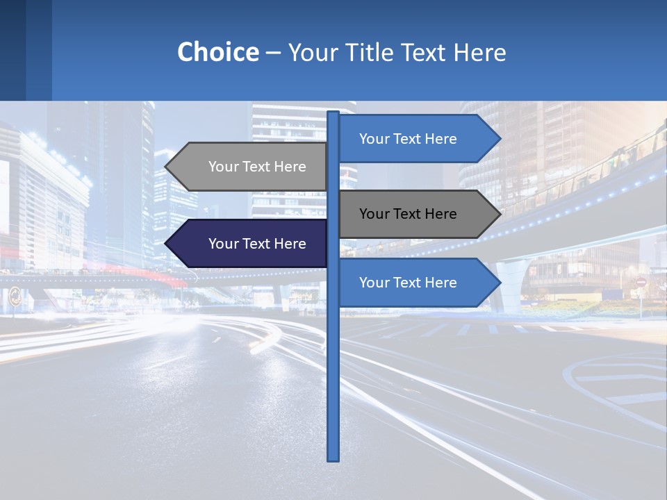 A City Street At Night With A Bridge Over It PowerPoint Template