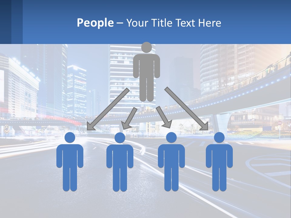 A City Street At Night With A Bridge Over It PowerPoint Template