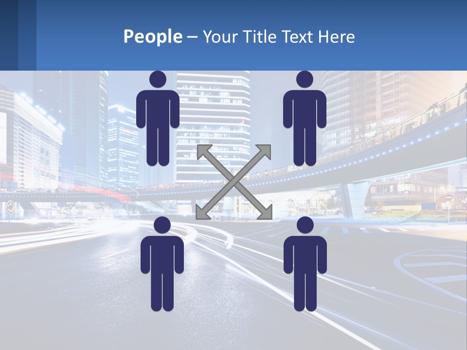 A City Street At Night With A Bridge Over It PowerPoint Template