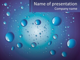 A Blue Background With Water Drops On It PowerPoint Template