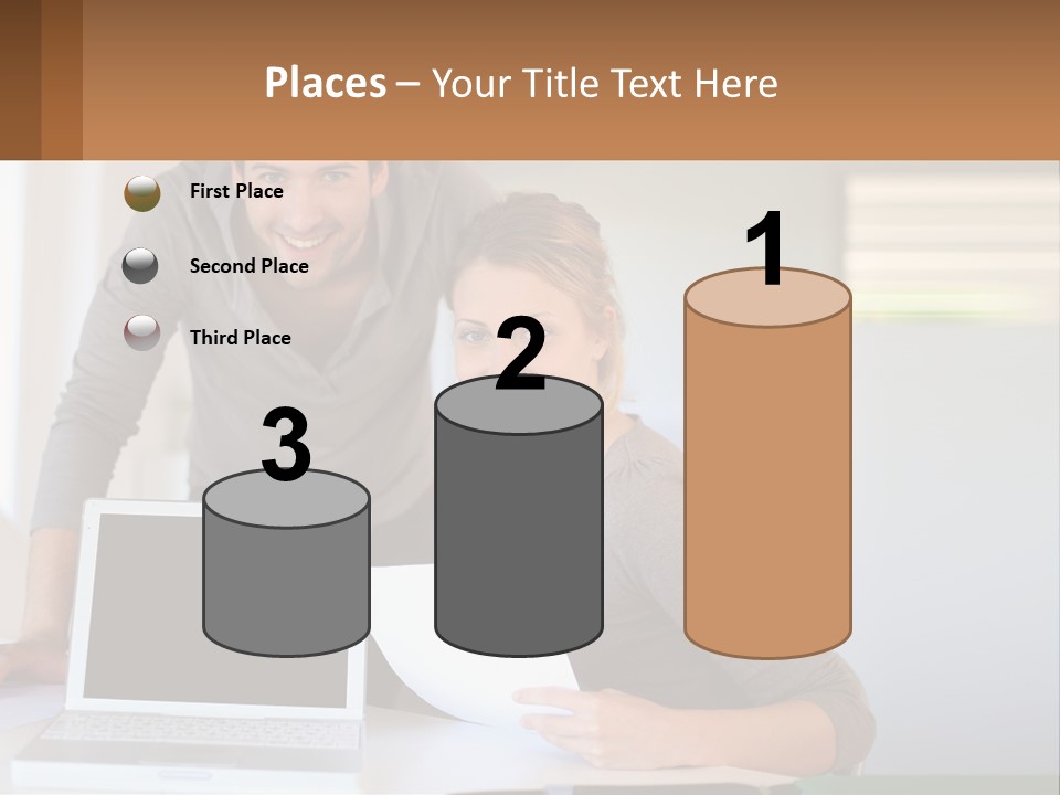 A Man And A Woman Looking At A Laptop Screen PowerPoint Template