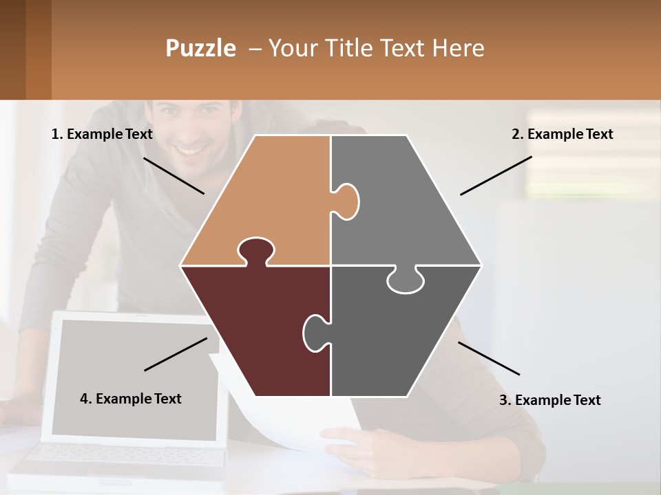 A Man And A Woman Looking At A Laptop Screen PowerPoint Template