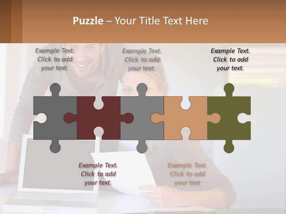 A Man And A Woman Looking At A Laptop Screen PowerPoint Template