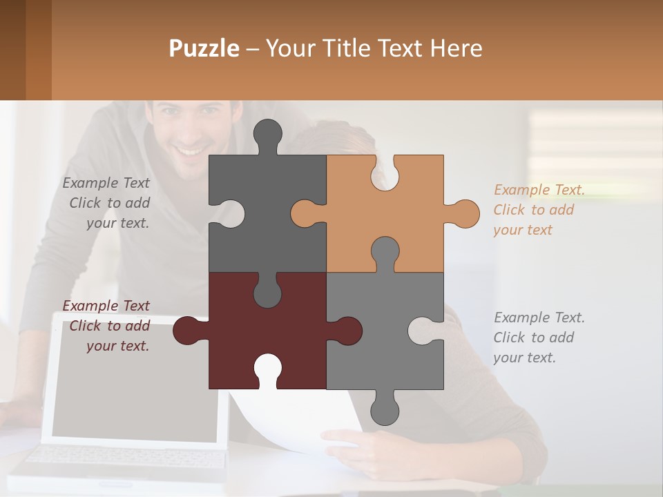 A Man And A Woman Looking At A Laptop Screen PowerPoint Template