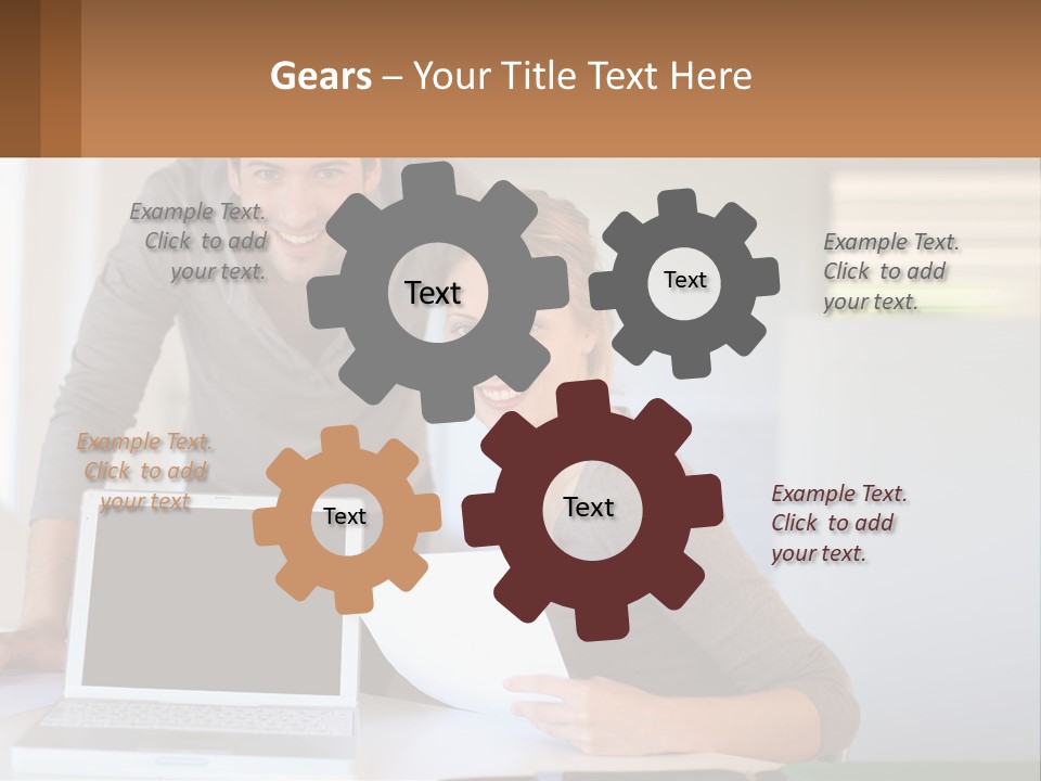 A Man And A Woman Looking At A Laptop Screen PowerPoint Template