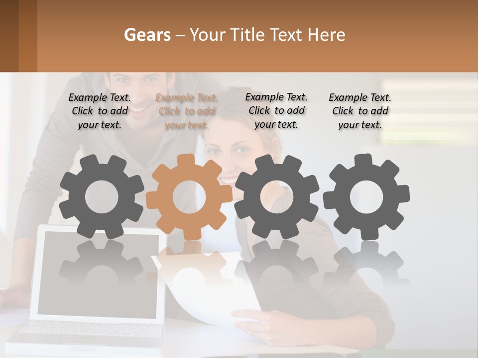 A Man And A Woman Looking At A Laptop Screen PowerPoint Template