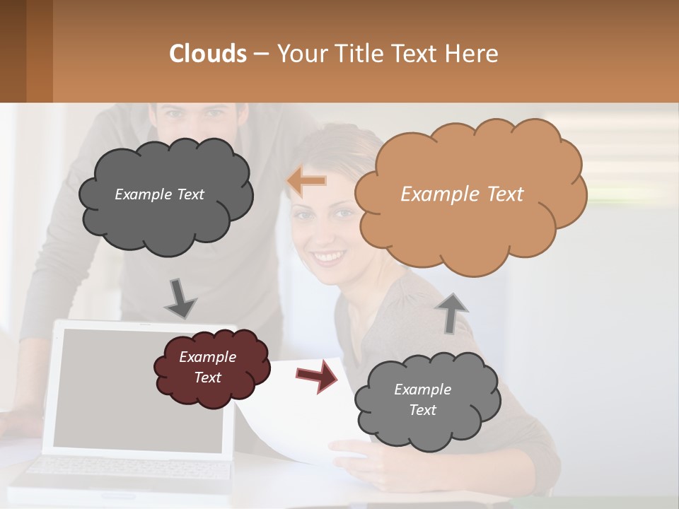 A Man And A Woman Looking At A Laptop Screen PowerPoint Template