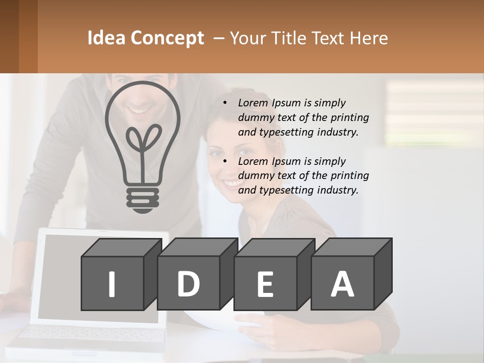 A Man And A Woman Looking At A Laptop Screen PowerPoint Template