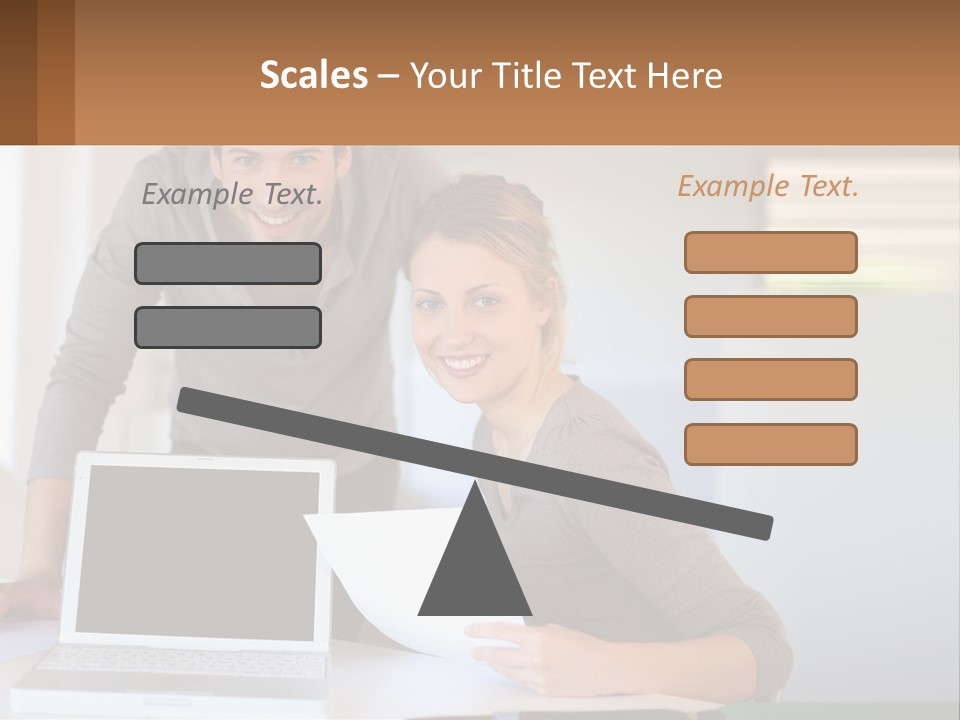 A Man And A Woman Looking At A Laptop Screen PowerPoint Template