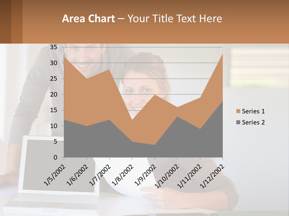 A Man And A Woman Looking At A Laptop Screen PowerPoint Template
