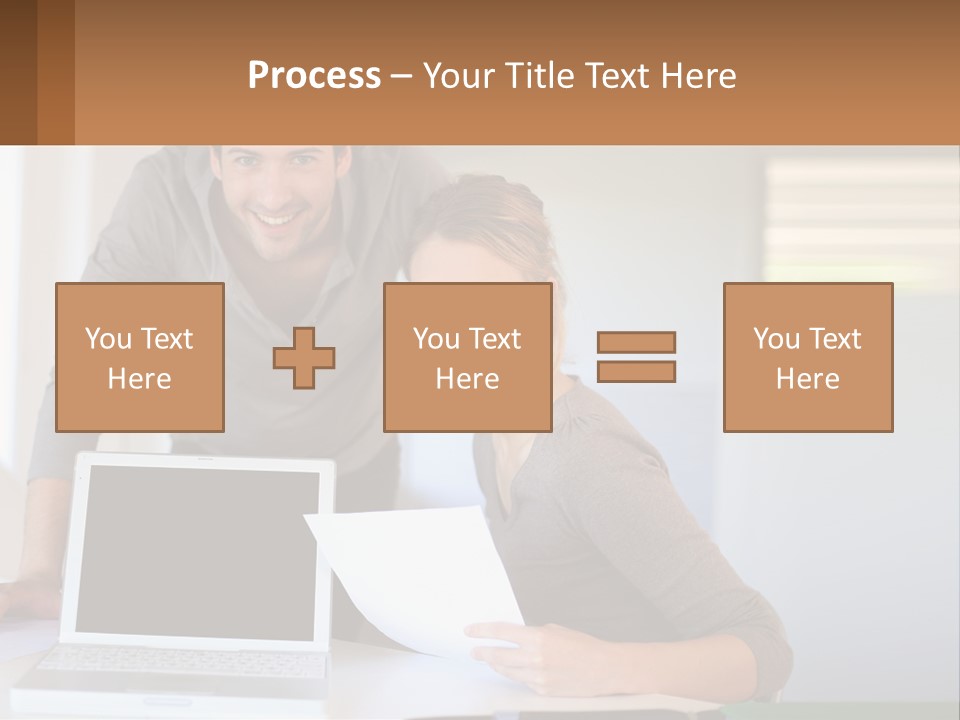 A Man And A Woman Looking At A Laptop Screen PowerPoint Template