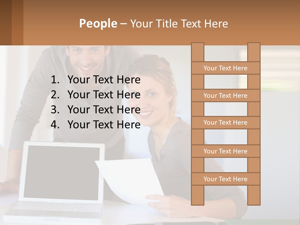 A Man And A Woman Looking At A Laptop Screen PowerPoint Template