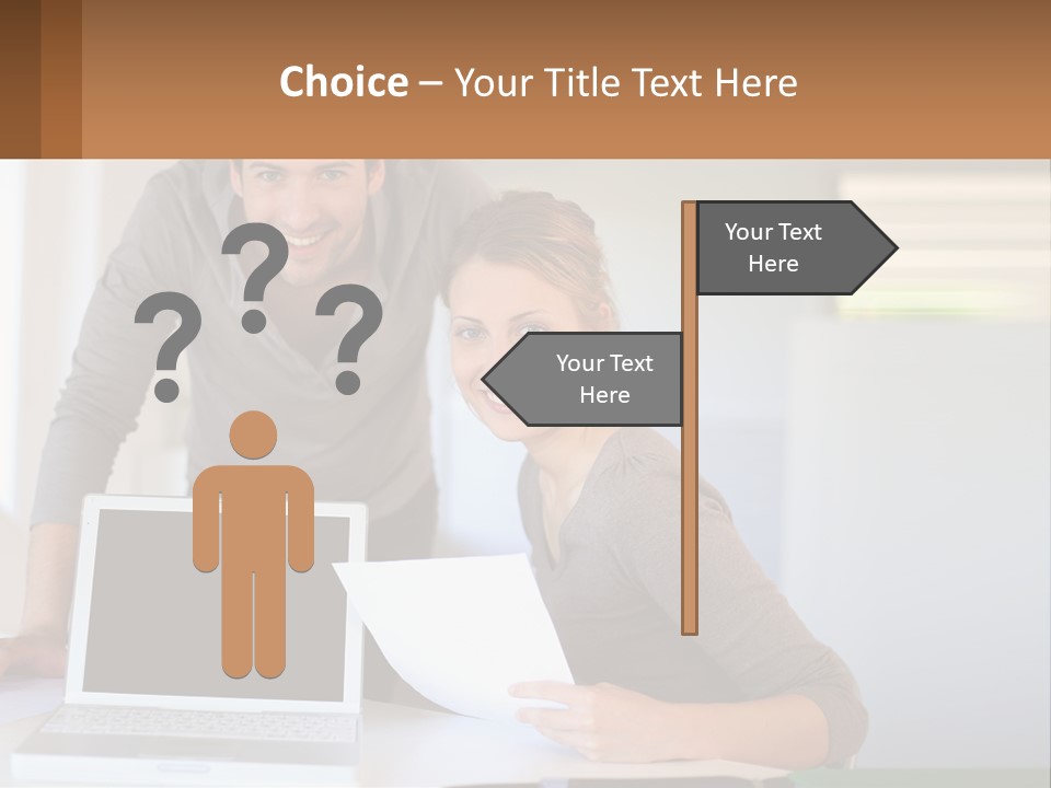 A Man And A Woman Looking At A Laptop Screen PowerPoint Template