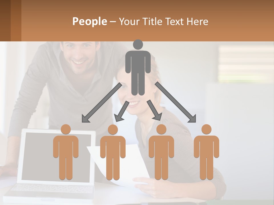 A Man And A Woman Looking At A Laptop Screen PowerPoint Template