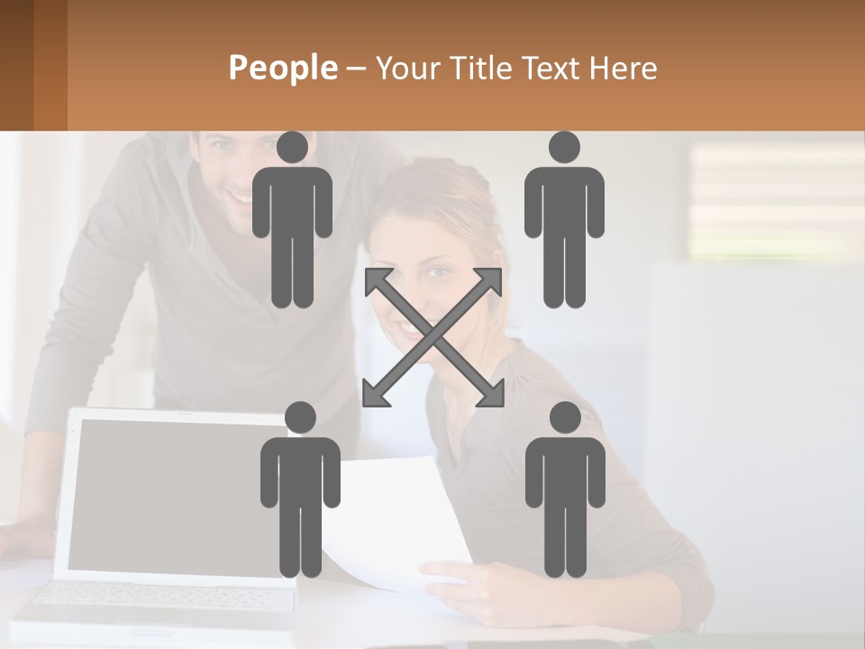 A Man And A Woman Looking At A Laptop Screen PowerPoint Template