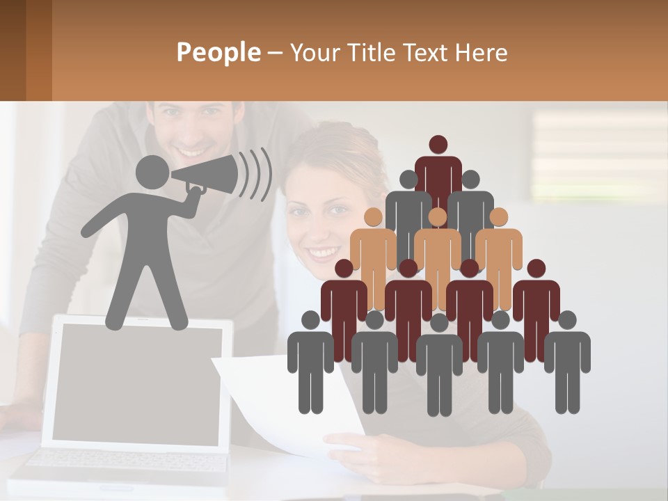 A Man And A Woman Looking At A Laptop Screen PowerPoint Template