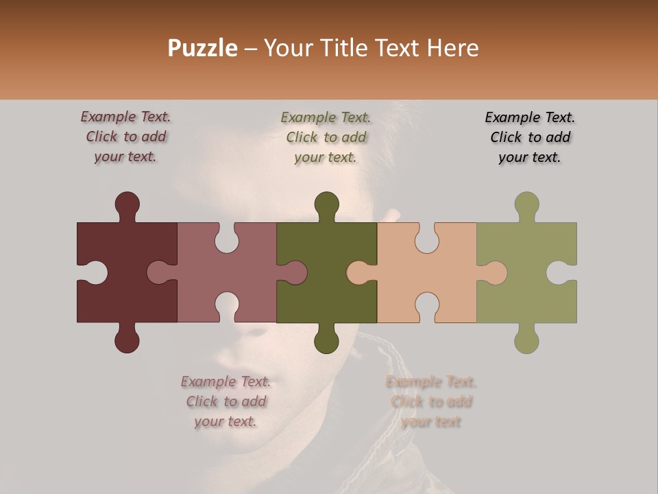 A Man In A Brown Jacket Is Looking At The Camera PowerPoint Template