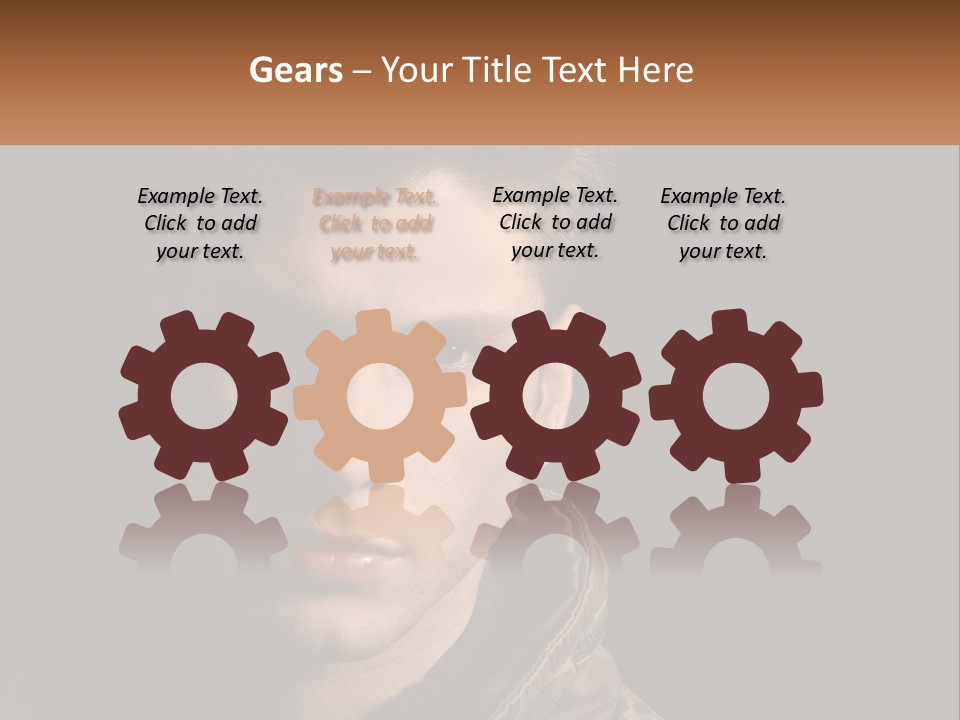 A Man In A Brown Jacket Is Looking At The Camera PowerPoint Template