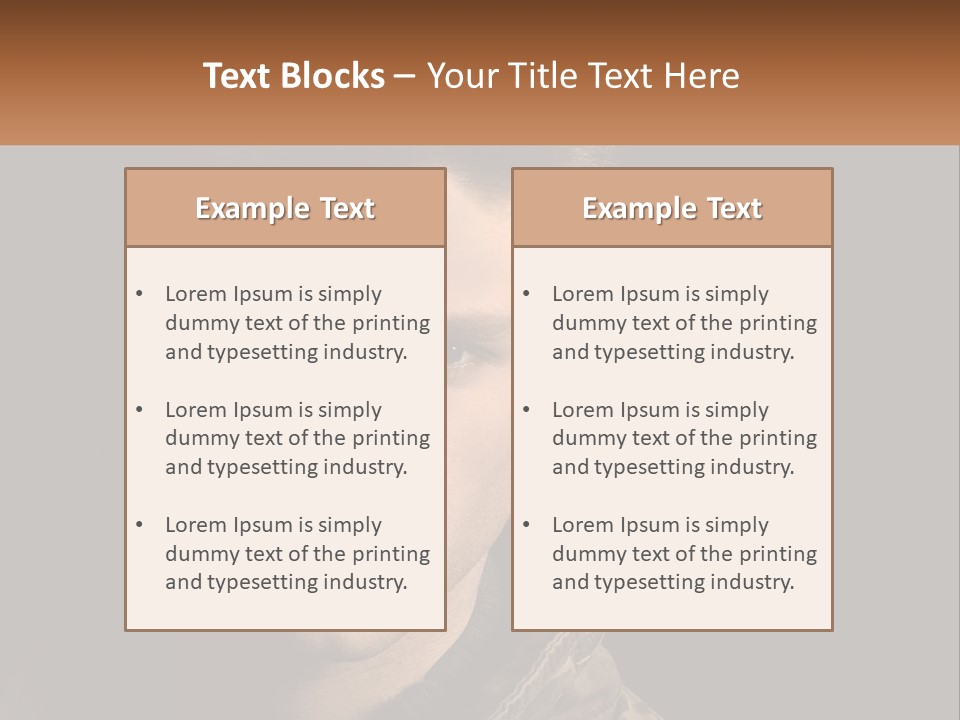 A Man In A Brown Jacket Is Looking At The Camera PowerPoint Template