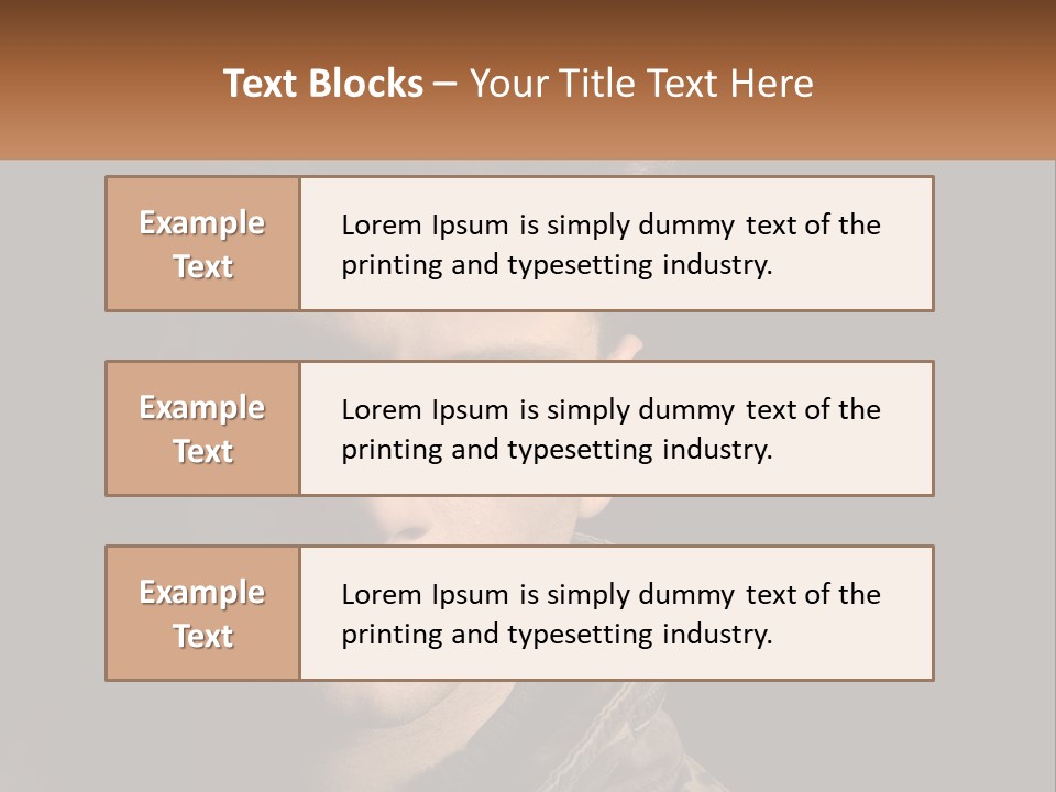 A Man In A Brown Jacket Is Looking At The Camera PowerPoint Template