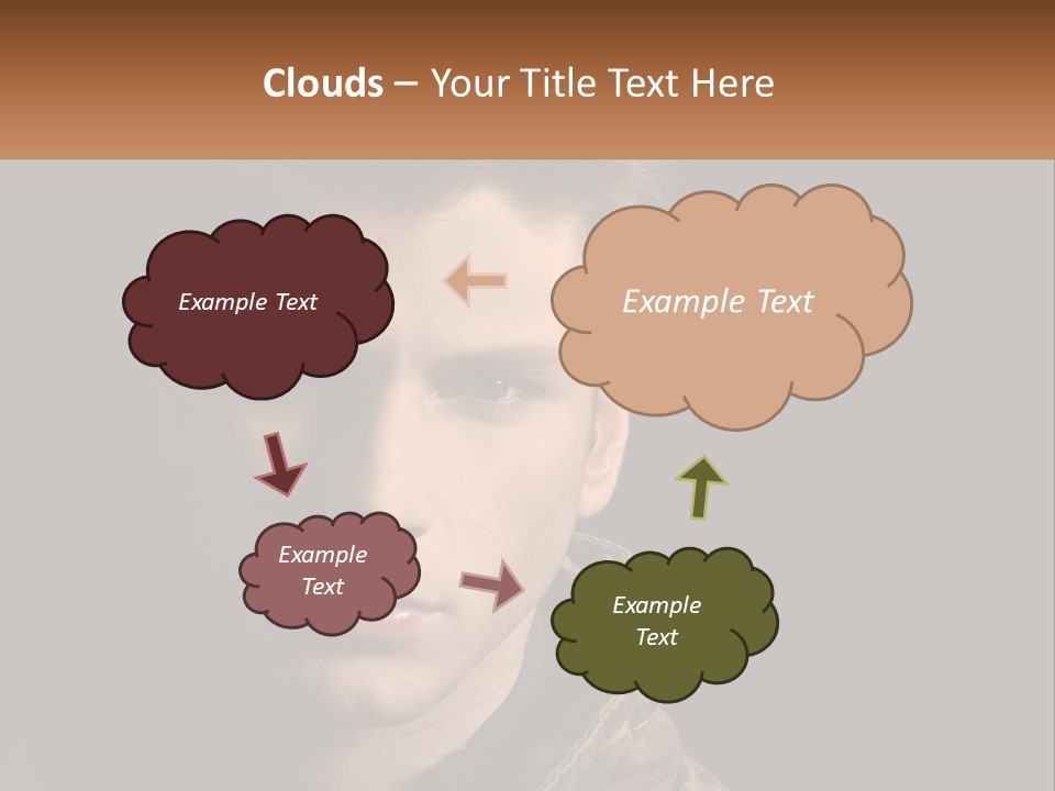 A Man In A Brown Jacket Is Looking At The Camera PowerPoint Template