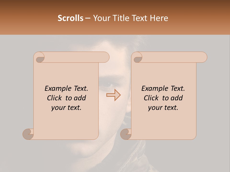 A Man In A Brown Jacket Is Looking At The Camera PowerPoint Template