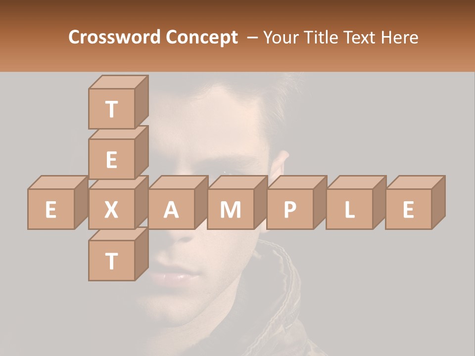 A Man In A Brown Jacket Is Looking At The Camera PowerPoint Template