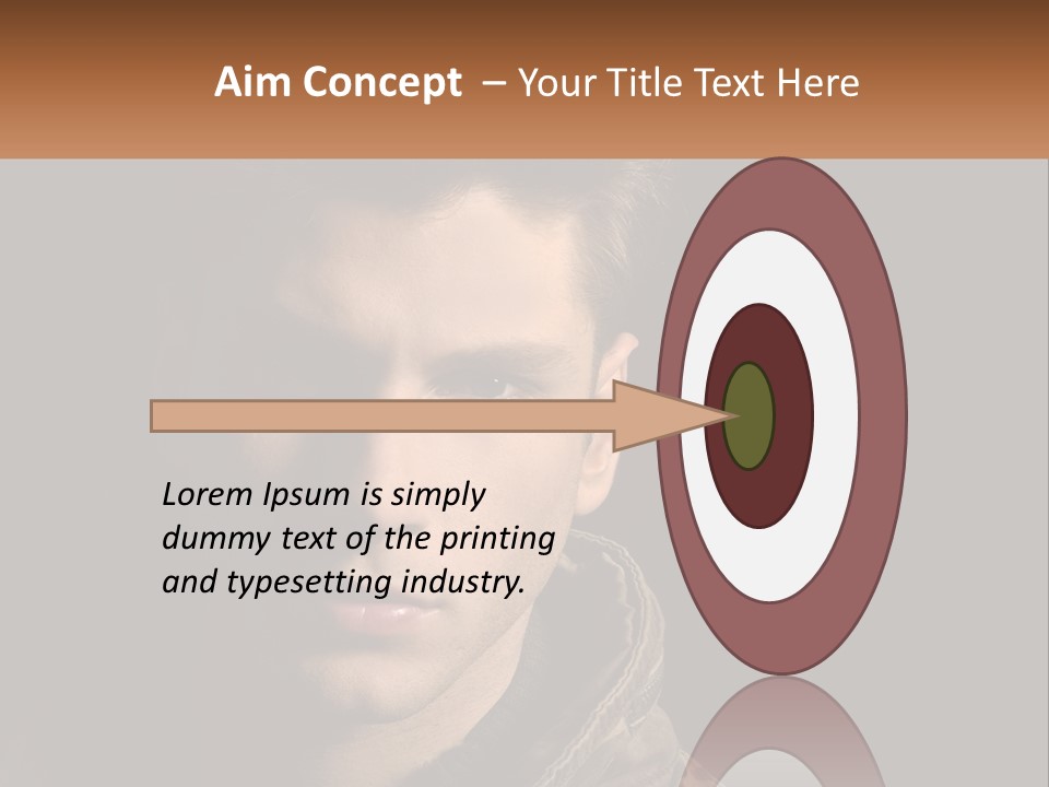 A Man In A Brown Jacket Is Looking At The Camera PowerPoint Template