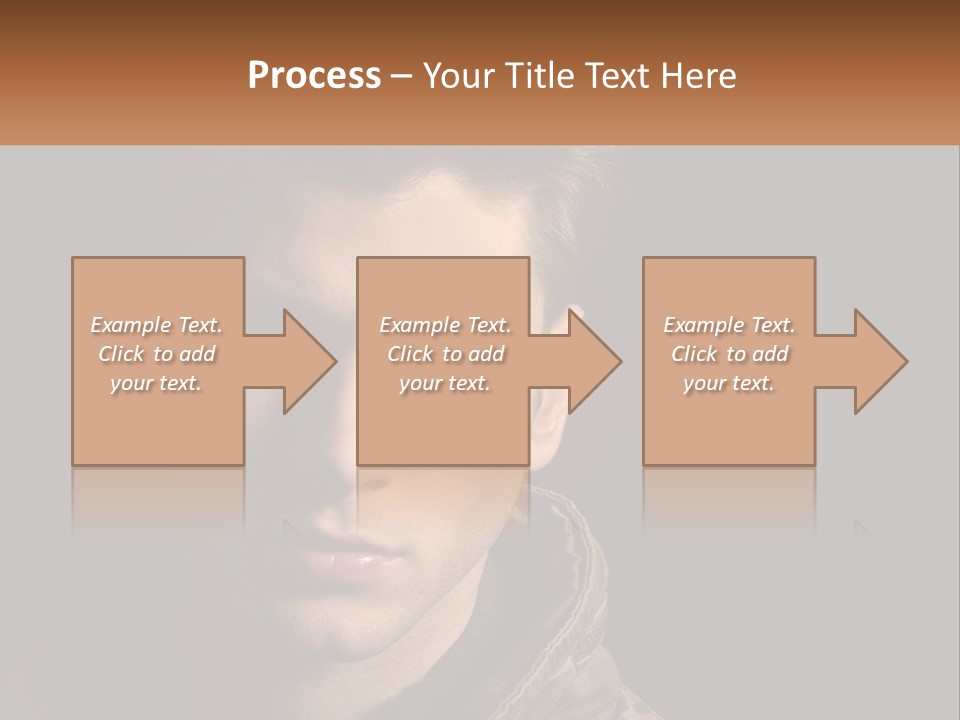 A Man In A Brown Jacket Is Looking At The Camera PowerPoint Template