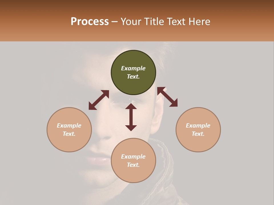 A Man In A Brown Jacket Is Looking At The Camera PowerPoint Template