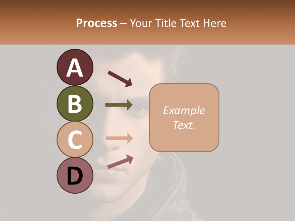A Man In A Brown Jacket Is Looking At The Camera PowerPoint Template