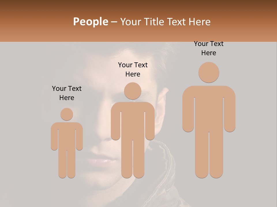 A Man In A Brown Jacket Is Looking At The Camera PowerPoint Template