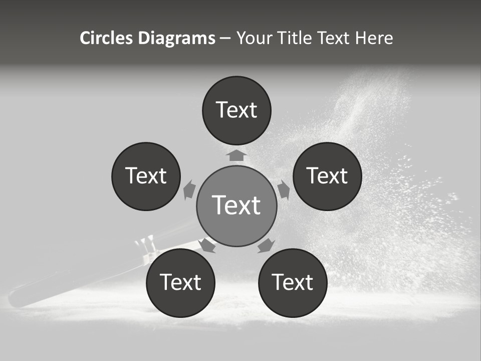 A Black And White Photo Of A Brush With Powder Coming Out Of It PowerPoint Template