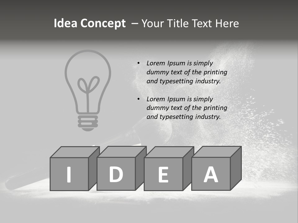 A Black And White Photo Of A Brush With Powder Coming Out Of It PowerPoint Template
