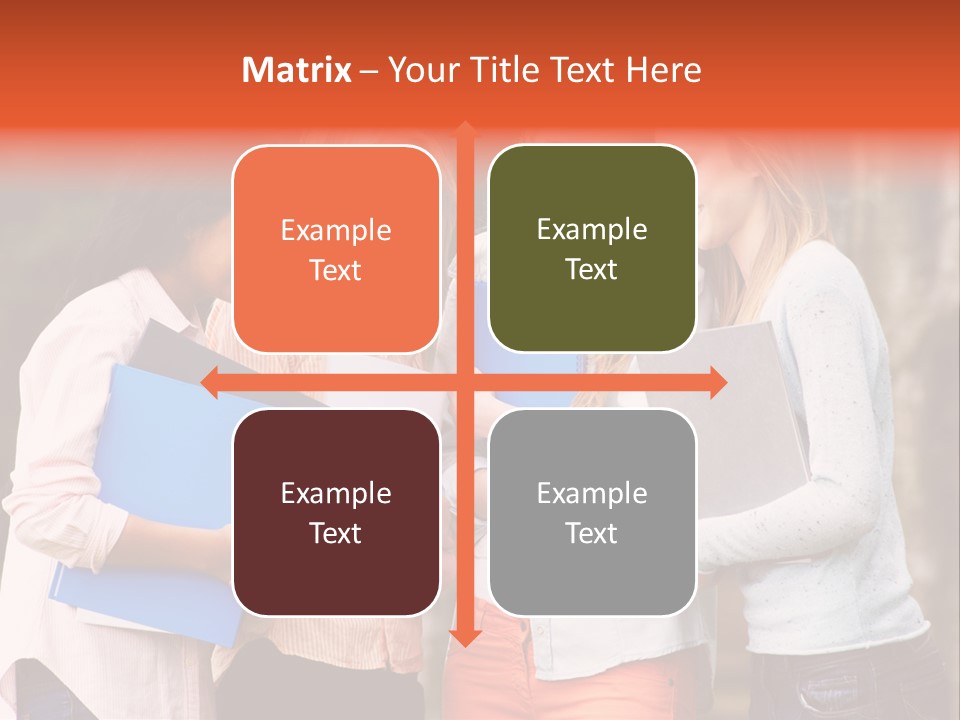 A Group Of Girls Holding Folders And Looking At A Cell Phone PowerPoint Template