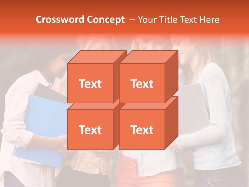 A Group Of Girls Holding Folders And Looking At A Cell Phone PowerPoint Template